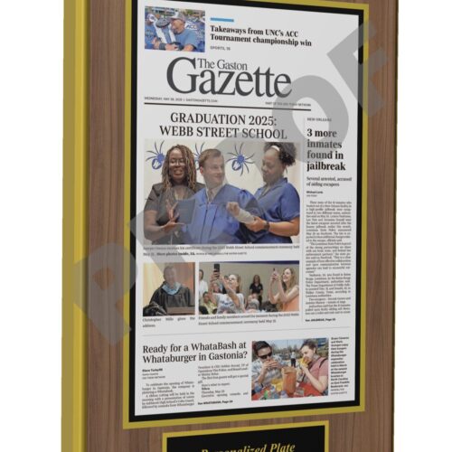 Rick Parnell wood plaque walnut one page graduation 2025 silver