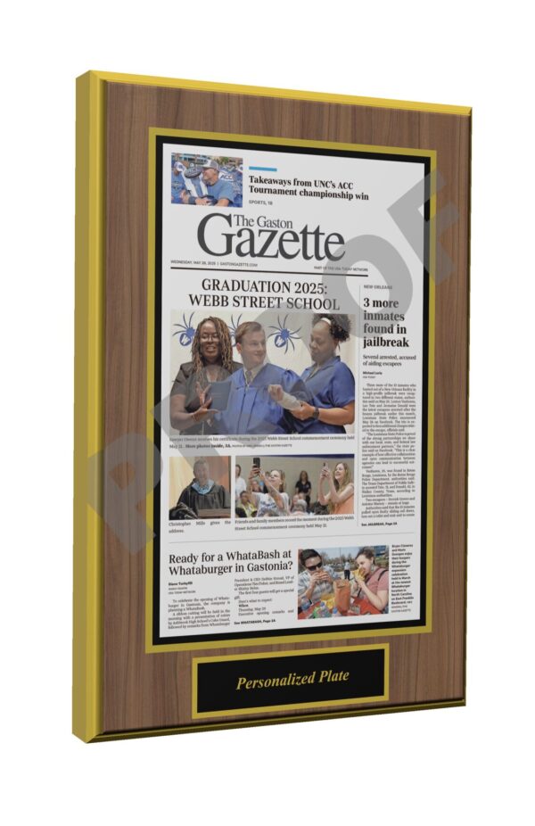 Rick Parnell wood plaque walnut one page graduation 2025 silver