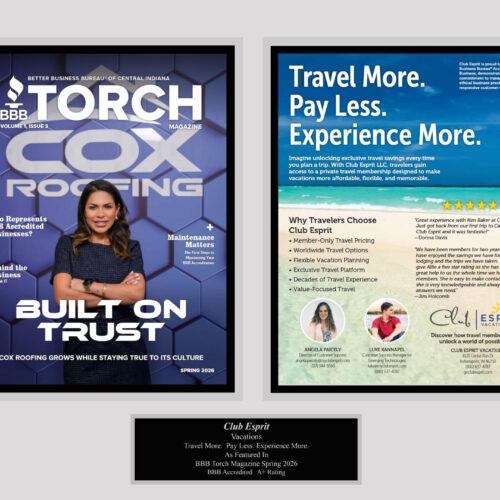 John White plaque Acrylic clear two pages Torch Magazine spring 2026 silver